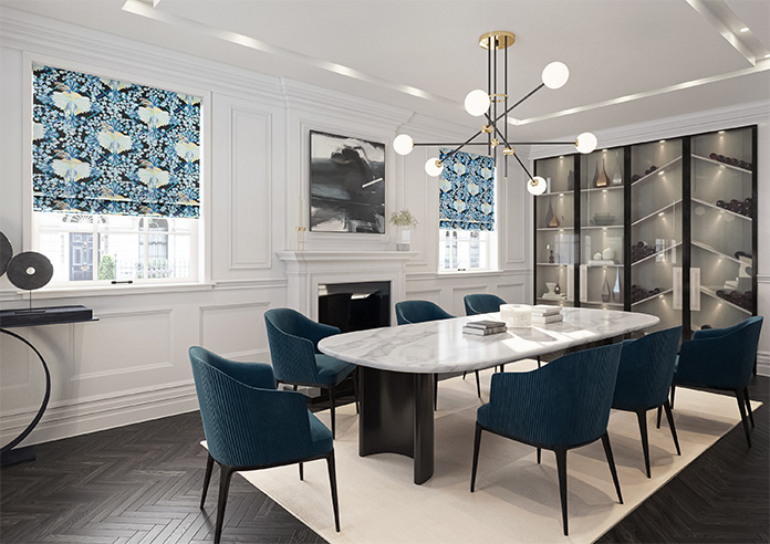 Faded Glamour, China Blue Black - Roman Blind - Image 6